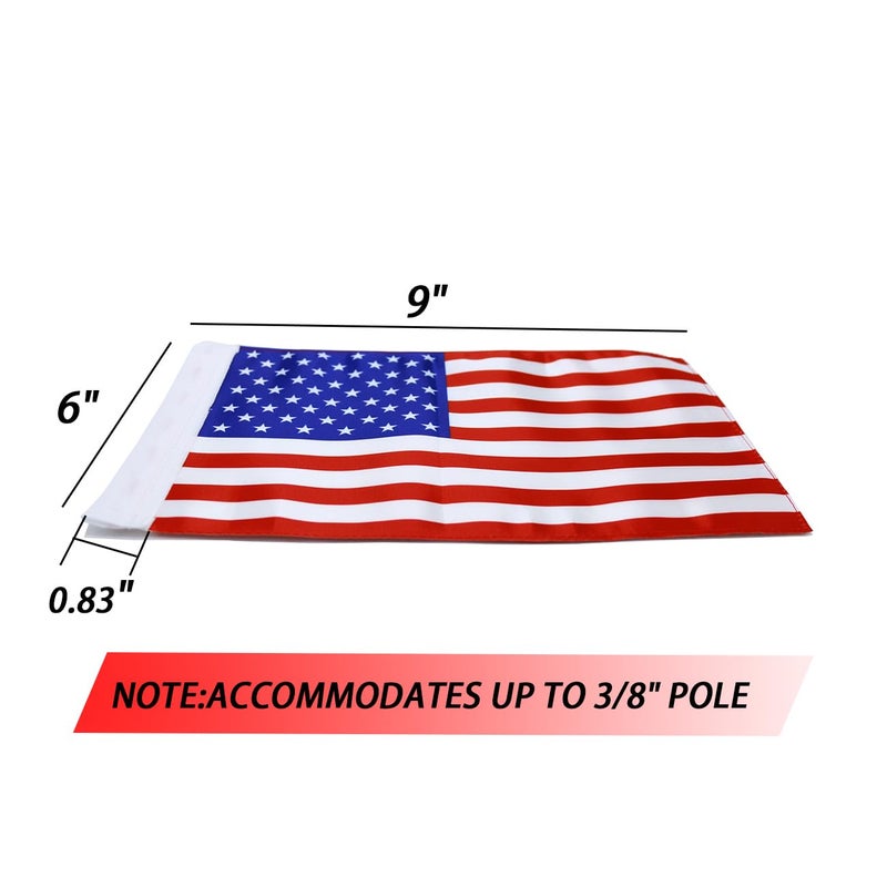 ROMASO Motorcycle Flag 6x9 Motorcycle American Flag 6" x 9" Replacement Motorcycle US Flag Double Sided Sewing UV Coated Mini Flag - Image 4
